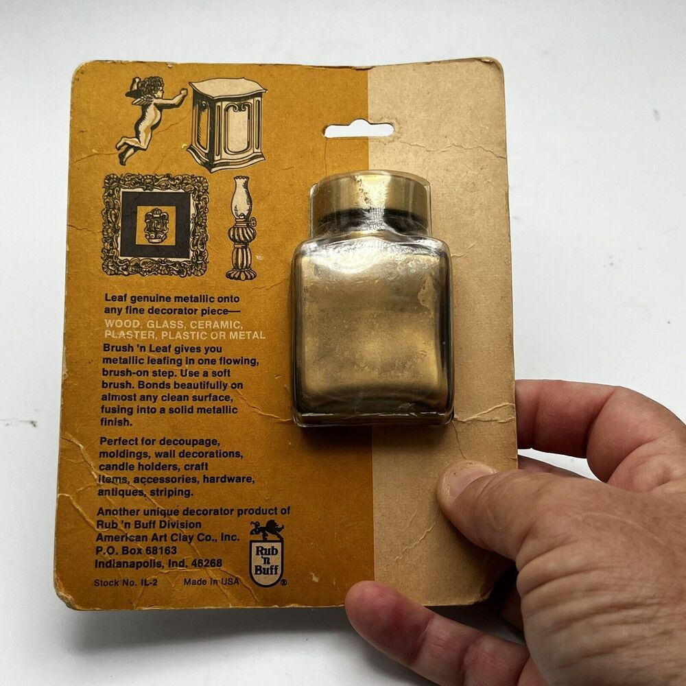 Vintage Brush N Leaf Antique Gold Metallic Paint 1 Oz Made In USA Rub N Buff NOS - Picture 12 of 16